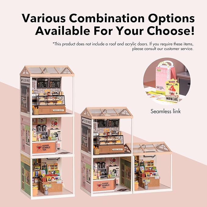 Wowood Super Creator-Mini Blocks Model Building Set for Adults, Miniature Plastic House Kit Super Store-Building Blocks Toys for Adult, DIY Crafts/Hobbies for Adult (Double Joy Bubble Tea)