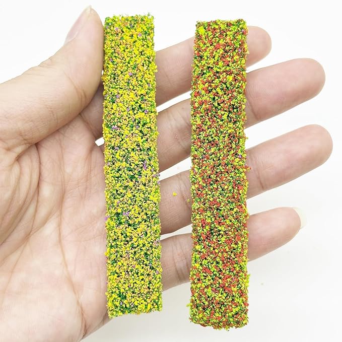 Woohome 7 Color Miniature Shrub Strips Static Grass Tuft Static Shrub Vegetation Groups DIY Miniature Colorful Flower Cluster for DIY Model Train Landscape Railroad Scenery