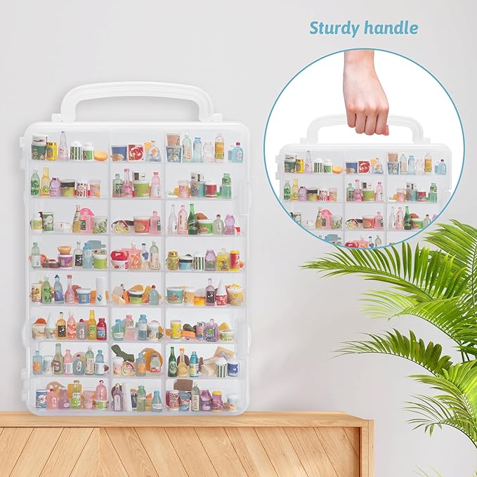 48 Slots Mini Brand Storage Case with Mini Brands Collector Toys,Transparent Compartment for Miniatures(Case Only)