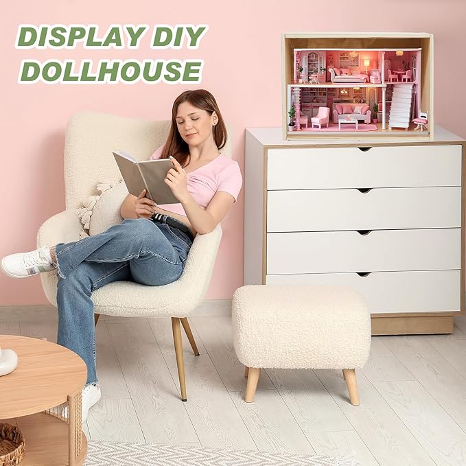 Diorama Box Unfinished Large Display Box Wooden Display Cases for Collectibles 15.7'' x 11'' x 11'' with Transparent Lid Desktop Wood Storage Container for Dolls Dollhouse Miniature Figures