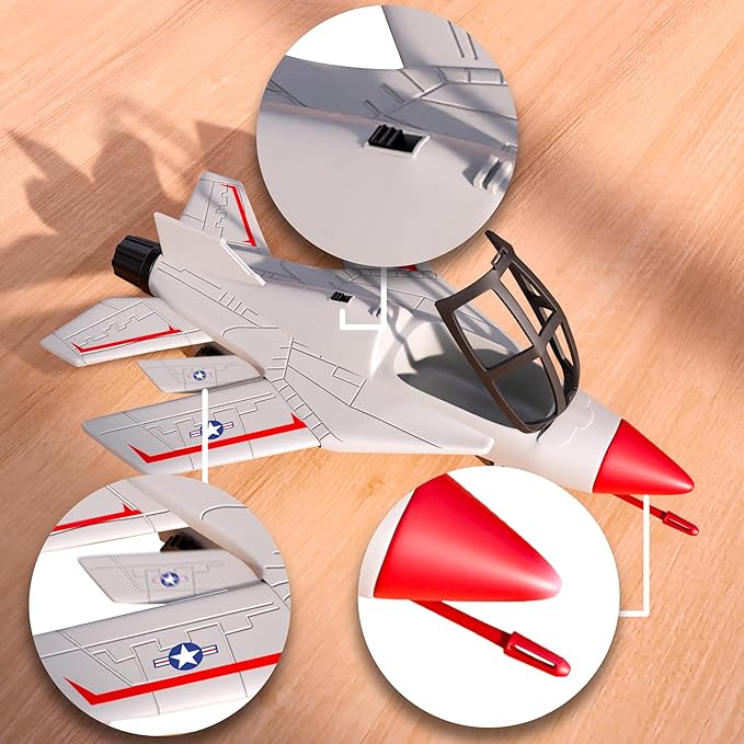 Lollipop United States Air Force Sky Raider Fighter Jet Toy Airplane with Pilot & Missile - Realistic Military Aircraft & Soldier Action Figure - Bomber Plane Model for Kids 3+