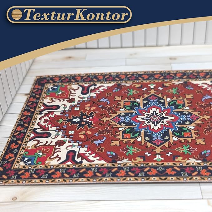 Self-Adhesive Carpet with Real Textile Structure for Dollhouses Scale 1:12 (Oriental Carpet Red 2)