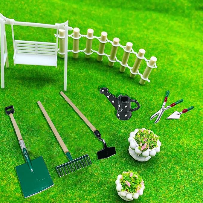 Cayway 16 PCS Mini Dollhouse Set - Garden Tools, DIY Miniature Fairy House Set