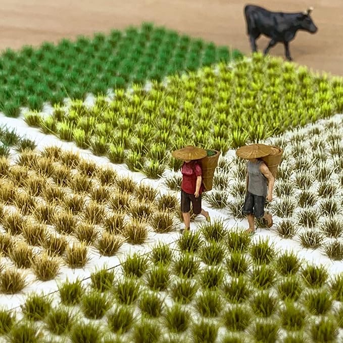Woohome 312 PCS Static Grass Tufts - Yellow Model Grass, Terrain Model Kit, Artificial Grass for Train Landscape, Railway Scenery, Miniature Shrubs & Bushes