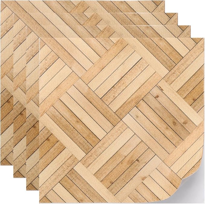 Dollhouse Flooring, 3.94" Square, PU Self Adhesive Miniature Dollhouse Bamboo Flooring Peel and Stick - (Applications: for Dollhouse Decoration), 2-Pieces