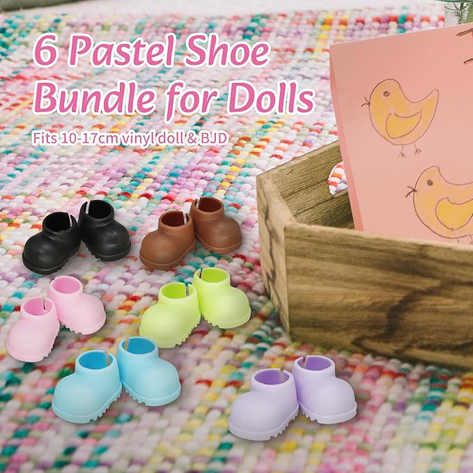 6 Pairs 17cm Doll Shoes, Plastic Mini Shoes for 17cm Dolls, Mini Finger Shoes,Accessory for 6.9 Inch Dolls