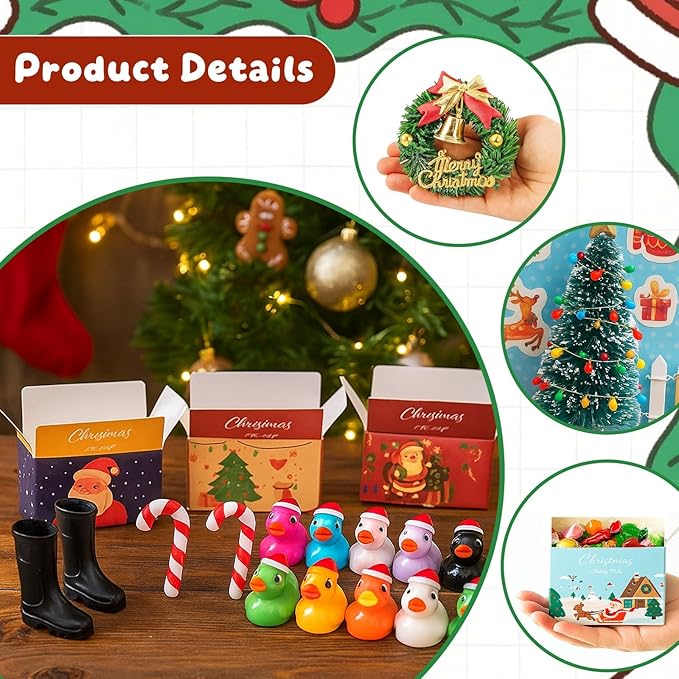 67PCS Dollhouse Accessories Doll House Miniatures Christmas Decoration Small Scene Model Light Mini Tree Gift Boxes Fake Light Door Mini Scene Model Pretend Toys DIY Festival Holiday Party Favors Gift