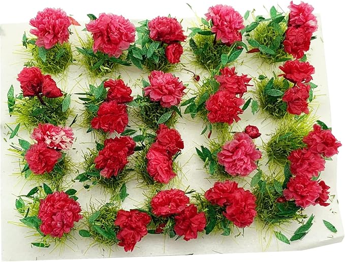 20Pcs Miniature Flower Cluster Grass Flower Tufts for Mini Dollhouse Fairy Garden Railway Simulated Static Scenery Micro Landscape Model (Red)