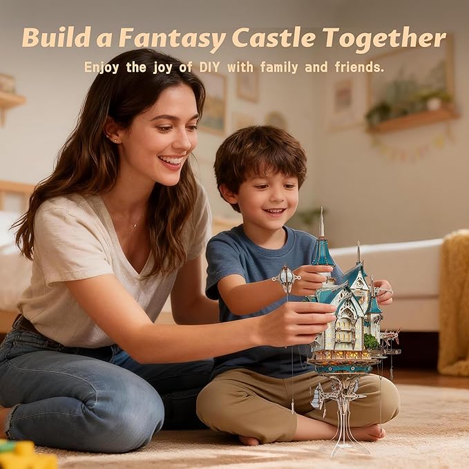 3D Wooden Puzzle Steam Castle Model – Steampunk Baroque Floating Castle DIY Building Kit