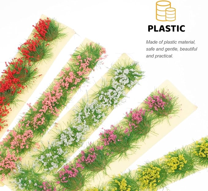 5Pcs Assorted Color Flower Clusters for Miniature Landscapes, Static Grass Tufts for Dollhouse, Railway, and Diorama Decor
