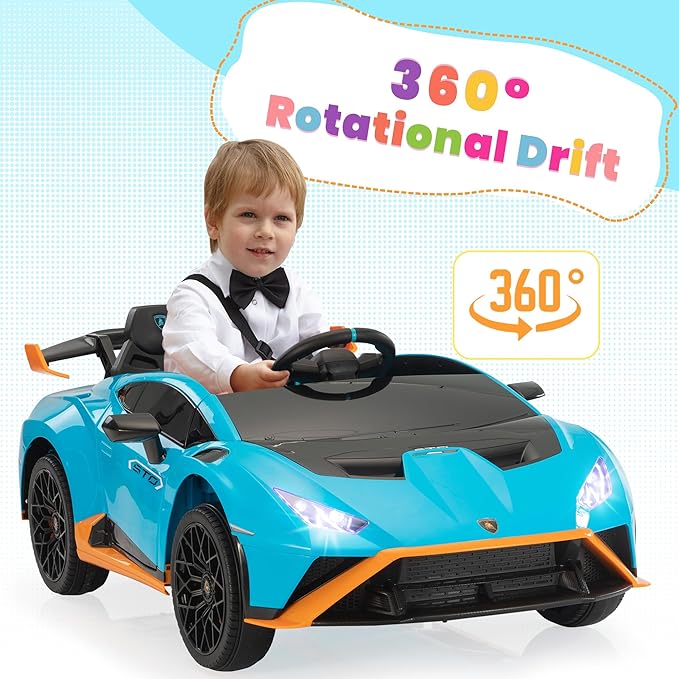 Lamborghini Kids Car TOBBI 12V Ride on Toys with Parental Remote Battery Powered Children Motorized Vehicles for Kids to Drive Lambo Ride on for Toddlers 3-8, Blue