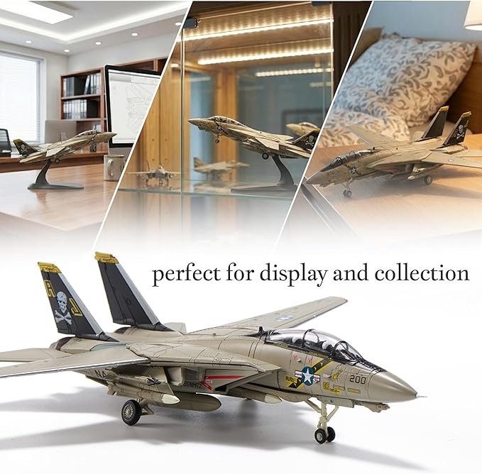 F-14 Tomcat Die-cast Airplanes-1/100 Scale Jolly Rogers Tail Metal Aircraft Model for Collector, Aviation Enthusiast-Premium Collectiable with Display Stand