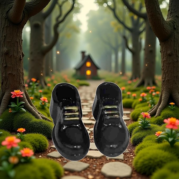 1Pair Black 1/12 Miniature Men Shoes Dollhouse Decoration Accessories, for DIY Fairy Garden Micro Landscaping Decor