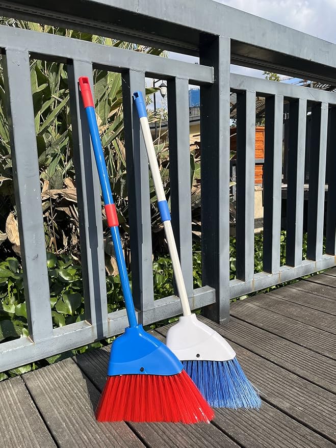 Xifando Kids Broom-Housekeeping Cleaning Tool for Kids Pretend Playing,Retractable Small Broom for Littler Helper(Blue+Red)