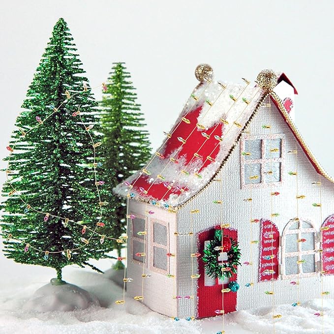 FOIMAS Mini Dollhouse Christmas Lights,Fake String Lights for Christmas Dollhouse Craft Fairy Garden Accessories