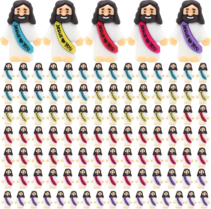 100 Pack Little Jesus Figurines in Bulk, Pocket Jesus Loves You, Jesus Small Figures, Little Tiny Jesus Figures for Church Christmas Party Favors Baptism Gifts (100)