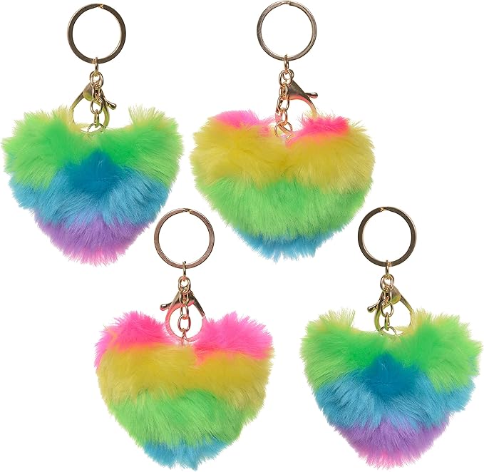 Dreams and Whispers Faux Fur Ball Pom Pom Key Chain Ring for Women Bag Pendant