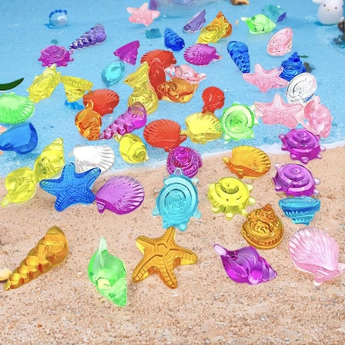 600pcs Luminous Mini Resin Animals Tiny Sea Shell Figurines Marine Miniature Plastic Animals Aquarium Ornaments Fish Tank Decorations Craft Party Favors