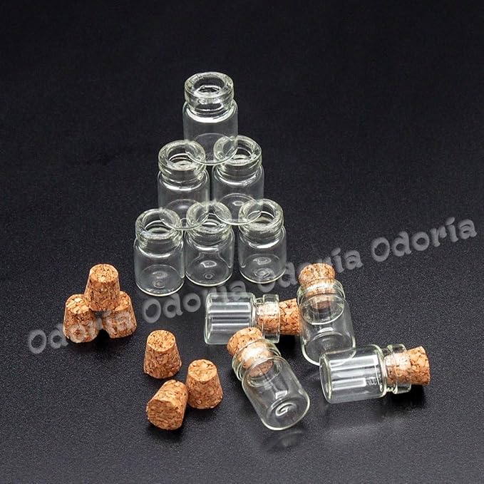 Odoria Dollhouse Glass Jars Miniature: 1/12 Scale Glass Bottles Food Container for Kitchen Restaurant - Mini Canister Empty with Cork 10Pcs