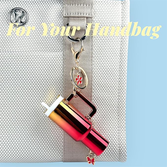 ERTUNA Mini Tumbler Keychain Accessories for Stanley Cup, 2 Way Cute Charms Chapstick Lip Balm Holder for Women Purse Handbag