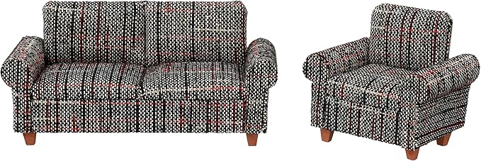 Gray Dollhouse Sofa Couch, Miniature Living Room Furniture Loveseat, Accessories for 6 inch Dolls, 1/12 Scale