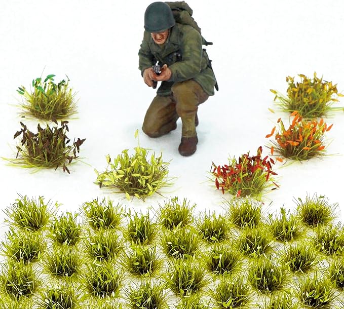 Cayway Miniature Grass Cluster, Static Tuft Model Vegetation Groups for DIY Train Landscape Railroad Scenery, Flower (Green and Red)