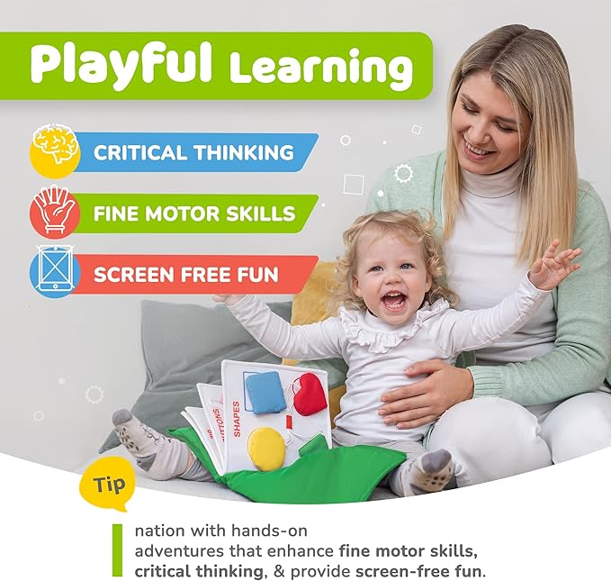 deMoca Montessori Busy Book Toddler Travel Toys 1-3, Activity Quiet Book Airplane Travel Toys for Toddlers 1-3, Busy Board with Car and Plane Activities, Gift for Boys & Girls