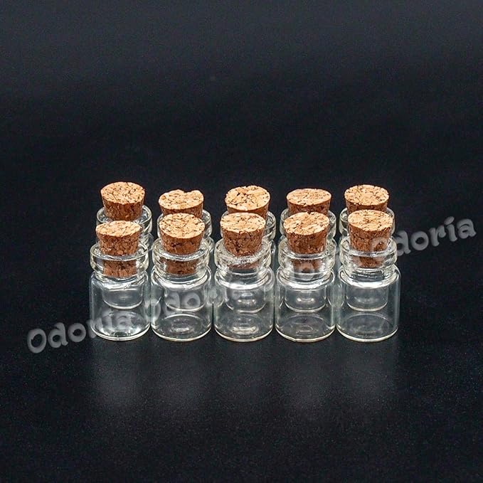 Odoria Dollhouse Glass Jars Miniature: 1/12 Scale Glass Bottles Food Container for Kitchen Restaurant - Mini Canister Empty with Cork 10Pcs