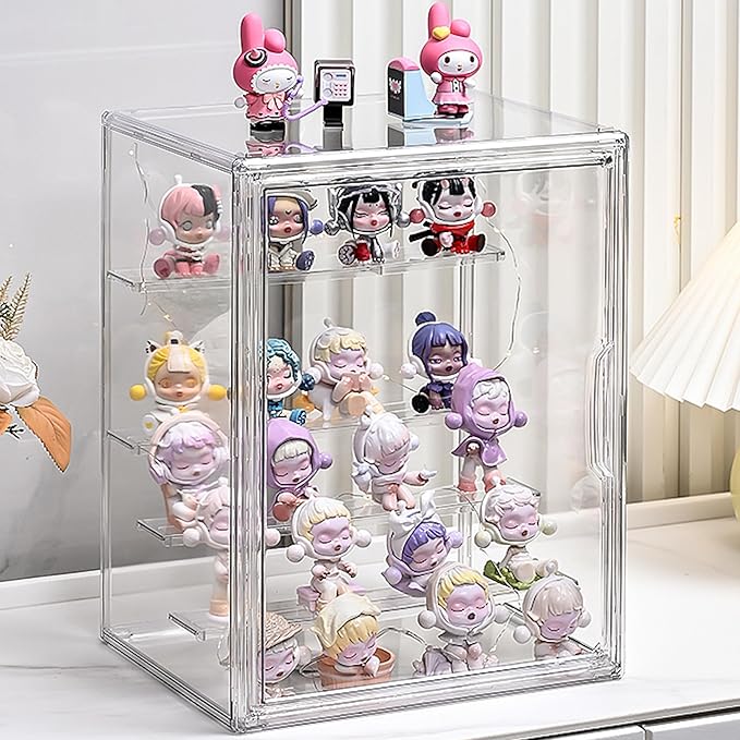 Clear Acrylic Display Case, 5 Tier Large Acrylic Blind Box for Figures, Dustproof Storage Organizer with Magnetic Door for Action Figures Toys, Stackable Collectibiles Showcase