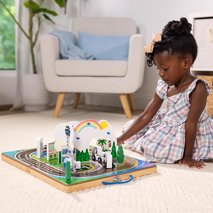 Melissa & Doug Take-Along Airport Play Set, Vehicles, Built-in Tracks for Boys and Girls Ages 3+ - FSC-Certified