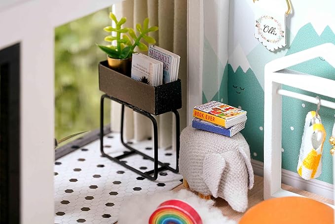 GuDoQi DIY Miniature Dollhouse Kit, Tiny House kit with Furniture and Music, Miniature House Kit 1:24 Scale, Great Crafts Gift for Birthday Christmas Day, Comfortable Life