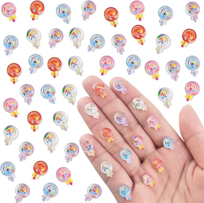 200 PCS Mini Resin Lollipop Figures for Crafts Tiny Resin Candy Miniature Things for Dollhouse Fairy Garden Micro Landscaping Decoration Cake Toppers Decor