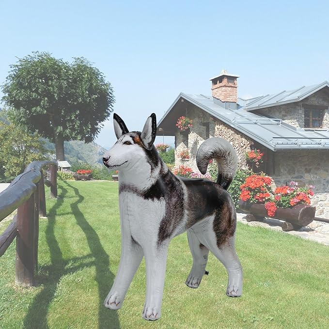 Jet Creations Inflatable Husky Dog Alaskan Pet Animal 32 inch Long for Party Decoration Gift Stuffed Animals Pool Toy an-Husky, Multi