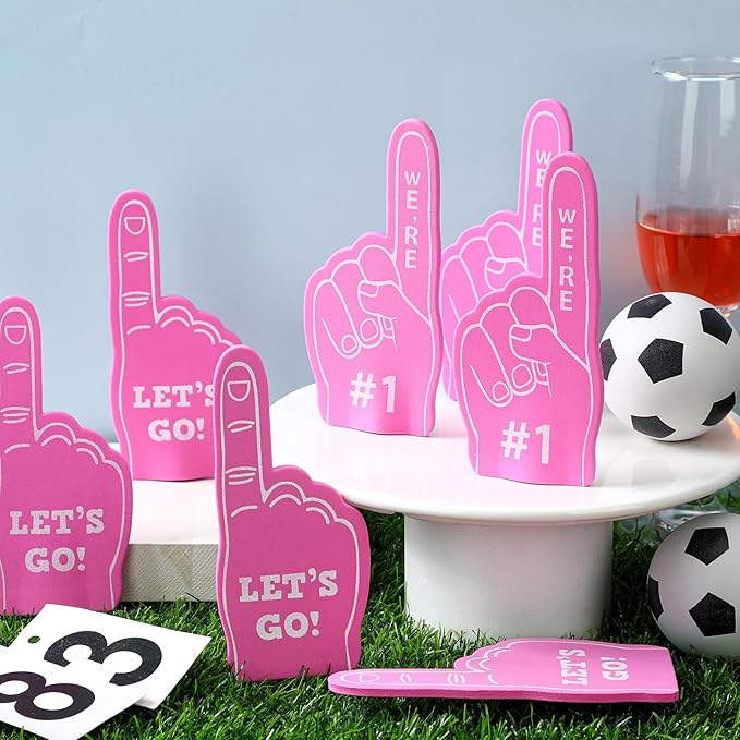 Sinmoe 24 Pcs Mini Foam Finger Baseball Fan Mini Foam Finger, We're #1 Sports Themed Party Supplies for Baseball Hockey Football Basketball Events Team Gifts(Pink)
