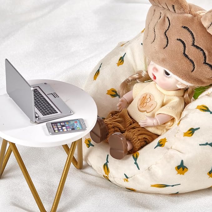 1:12 Scale Dollhouse Laptop Accessories, Miniature Laptop Tablet Smart Phone Stuff Doll House Mini Play Set Accessories (Silver)