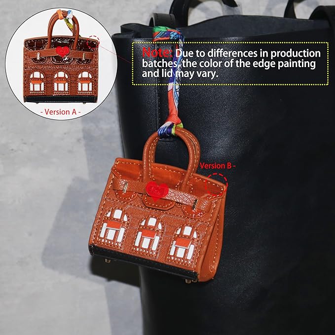 Buyborgood 2 PCS Women Mini Backpack Keychain Accessories Key Pouch Holder Coin Purse Bag Charm Wallet (Camel + Gray)