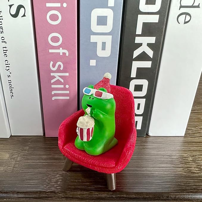 Cute Popcorn Miniature Frog Figurines - Funny Frog Sculpture for Shelf, Desk Decoration - Frog Desk Accessories for Frog Lovers (Red)