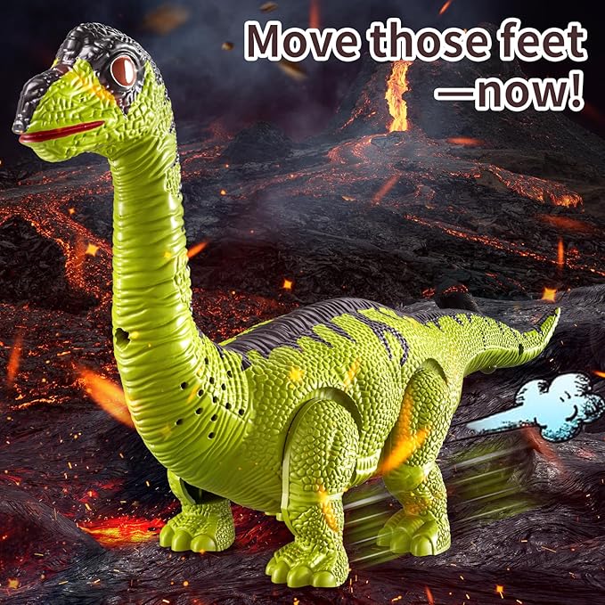 3-Pack Electronic Walking Dinosaur Toys for Toddlers 2-4, Moving Dinosaurs Toys with Lights, Roaring Sounds, T-Rex, Brachiosaurus & Stegosaurus, Xmas Birthday Gift for 2 3 4 5 6 Years Old Boys