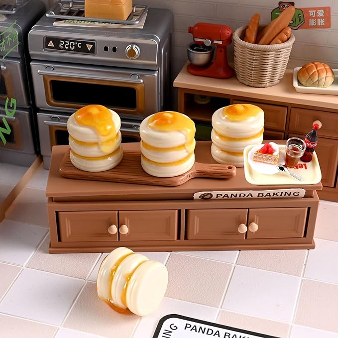 6-Piece Happy Afternoon Tea Miniature Set – Dollhouse Kitchen Accessories, Includes Tray, Soda, Cake, Plate, Spoon, Perfect for Pretend Play, Miniature Food Set for Dollhouses and Play Kitchens