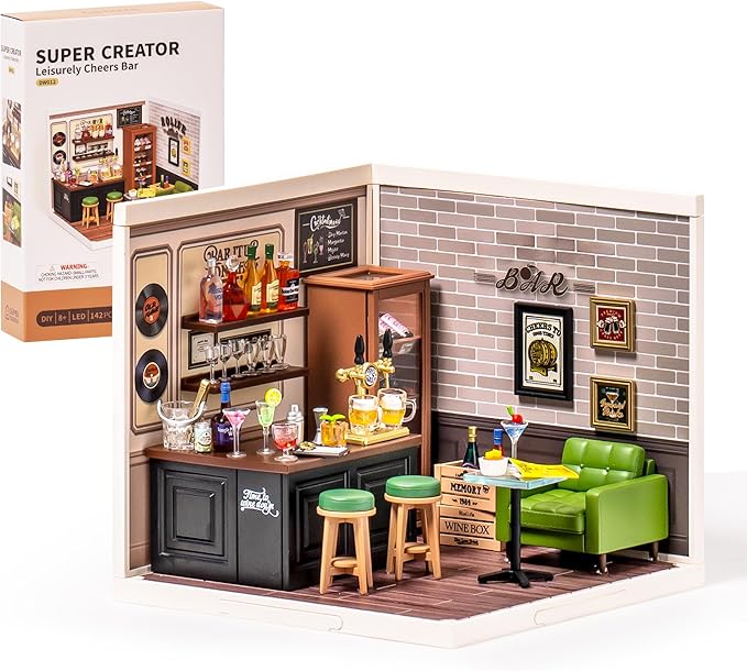 Wowood Super Creator-Mini Blocks Model Building Set for Adults, Miniature Plastic House Kit Super Store-Building Blocks Toys for Teens 8-12, DIY Crafts/Hobbies for Teens&Adults (Leisurely Cheers Bar)