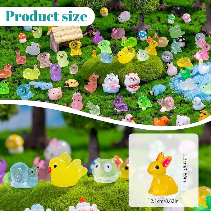 130 pcs Mini Resin Animals Variety Tiny Animals Figures Miniature Little Small Animal Figurines Bulk for Micro Fairy Garden Landscape Accessories Hide Crafts Decor Aquarium