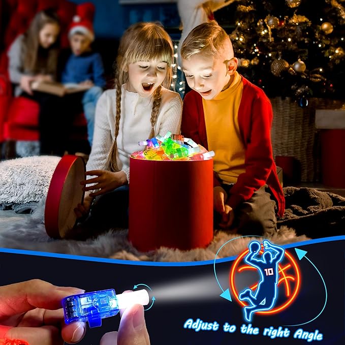 24PCS Video Game Party Favors LED Finger Lights, Glow in the Dark Light Up Toys Gifts Bulk for Kids Boys Girls Birthday Goodie Bags Stuffers Party Decorations (Game) (Basketball)