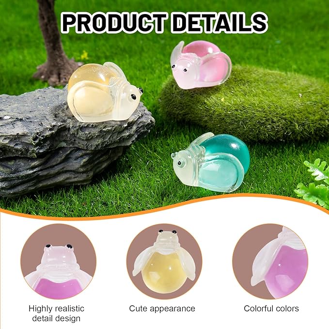 50 Pcs Luminous Mini Resin Fireflys Tiny Animals Miniature Firefly Figures Glow in The Dark for DIY Garden Dollhouse Firefly Figurines Accessories Micro Landscape Aquarium Party Decor