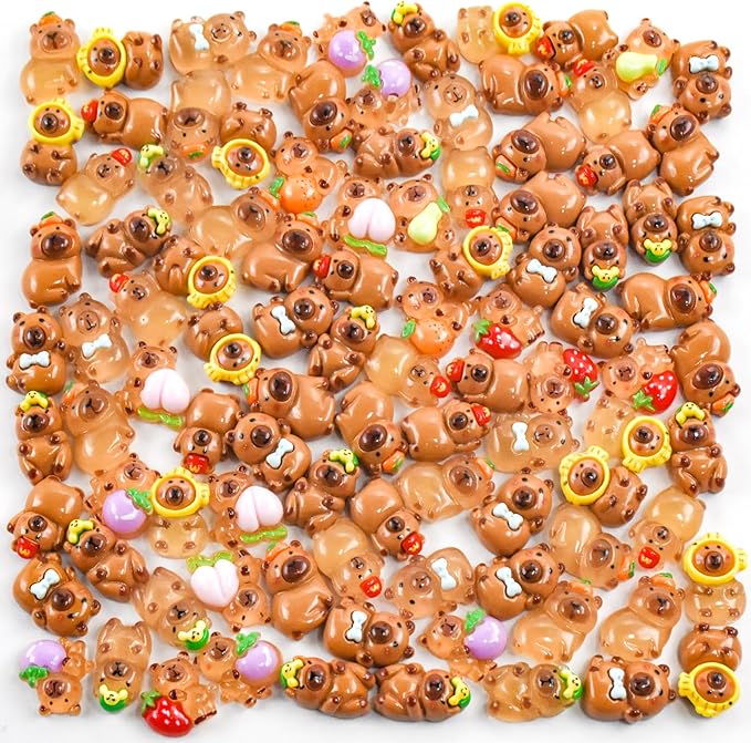 100 Pieces Mini Fruit Capybara for Dollhouse Miniatures Resin Animals for Crafts Mini Capybara for Fairy Garden Micro Landscaping Decoration