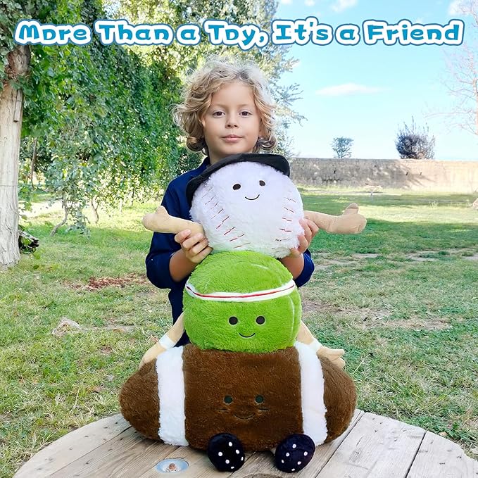 Muiteiur 18.5 Inch Football Plush Toy, Stuffed Rugby Plush with Cute Smile, Soft Stuffed Sports Toy, for Kids Girls Boys Fans