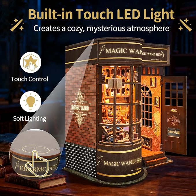 BELEEV Book Nook Kit, DIY Miniature Dollhouse Kit, 3D Wooden Puzzle for Adult and Teens, Booknook Bookshelf Decor Craft with LED Light, Gifts for Women Teens and Puzzle Lovers - Magic Wand Store