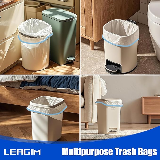 Small Trash Bags 4 Gallon, 360 Count -1.2 Mil Drawstring Mini Garbage Bags, White Plastic Trash Can Liners for Bathroom Accessories, 15 Liter, Bedroom, Dorm Room Essentials, Office