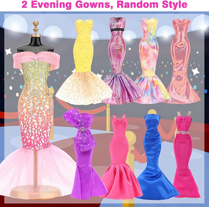 BARWA 11 Sets Doll Clothes Including 2 Sequins Dresses 5 Mermaid Floral Dresses 4 Casual Outfits Tops and Pants for 11.5 inch Girl Dolls
