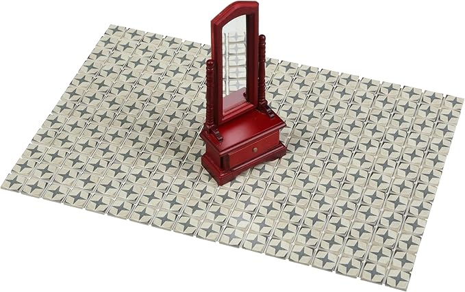 150 pcs, Dollhouse Flooring, 1:12 Scale Doll House Tiles, Miniature Checkerboard Floor, REDUCIO! (Vintage Star Tile)