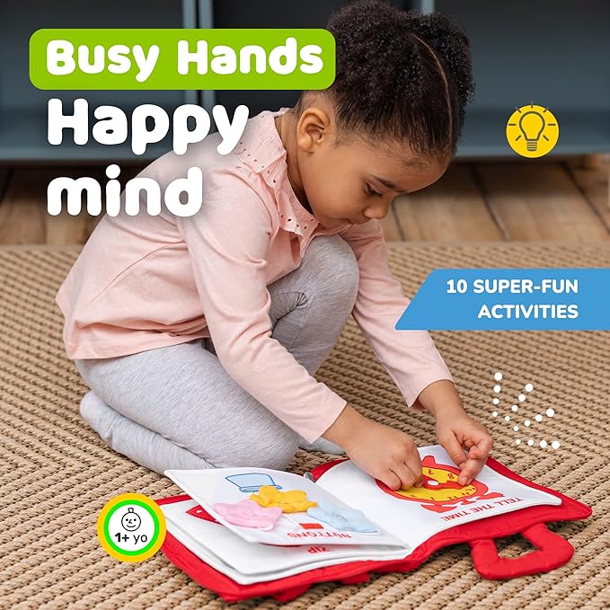 deMoca Toddler Busy Book for 1 Year Old - Airplane Toys for Toddlers 1-3, Activity Quiet Book, Kids Travel Essentials, Montessori Busy Board Travel Activities, Gift for Boys & Girls